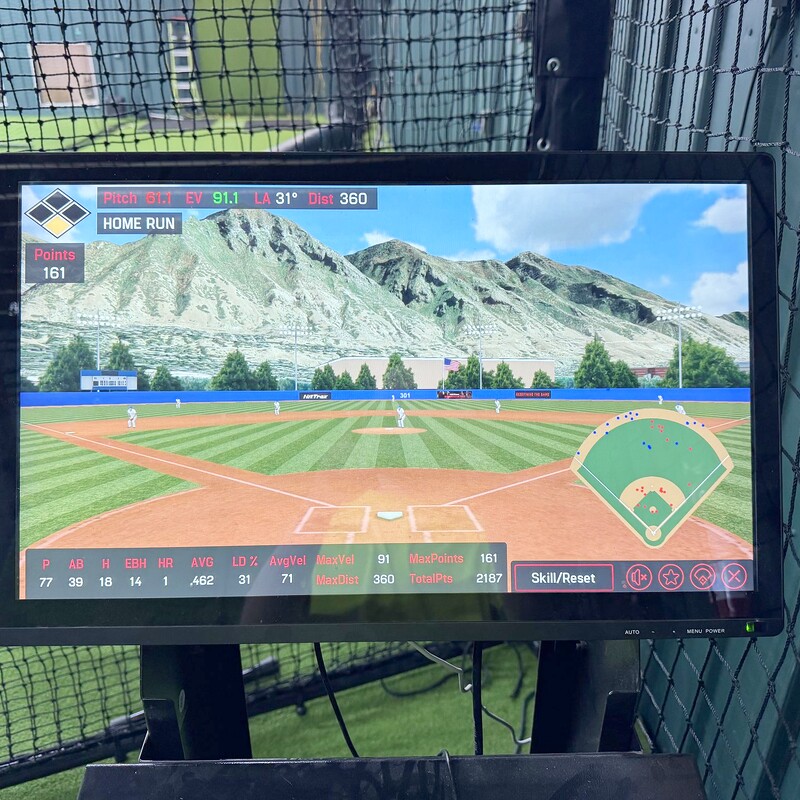 HitTrax screen showing batting data and home run